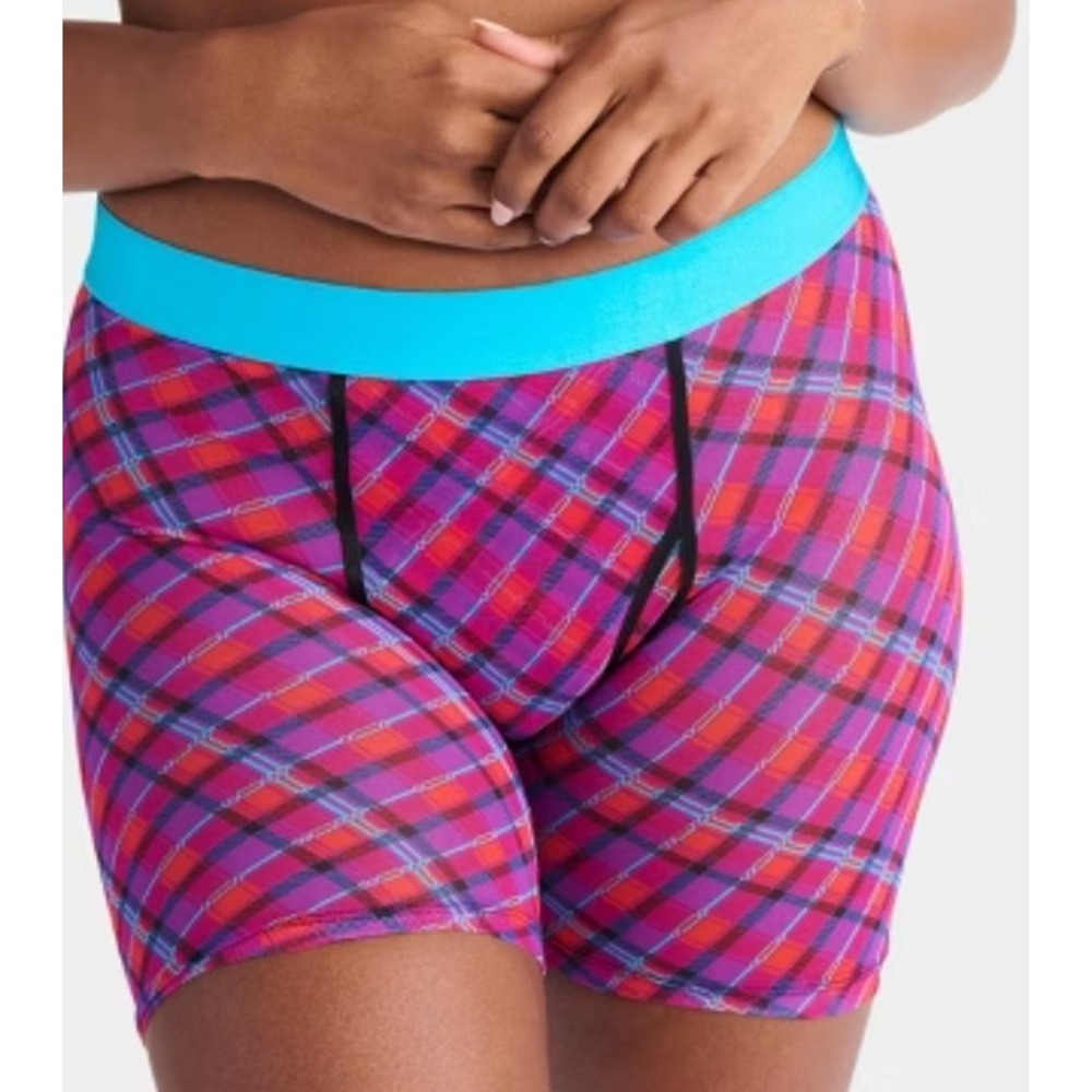 Women's Parade Sheer Silky plaid Mesh Boxer shorts Size S small
